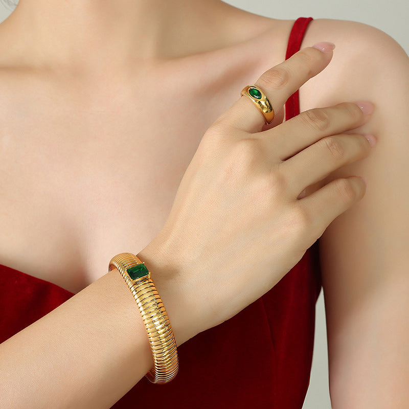 Elegant Gold-Plated Zircon Bracelet with Elastic Band - Fashionable Design for Everyday Wear