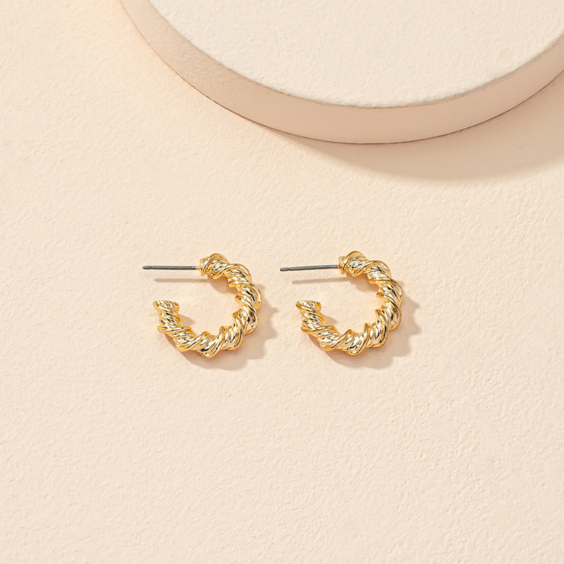 French-Inspired C-Shaped Textured Earrings in Vienna Verve Collection