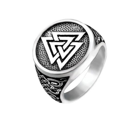 Odin's Triangular Titanium Steel Ring for Men - European and American Retro Design