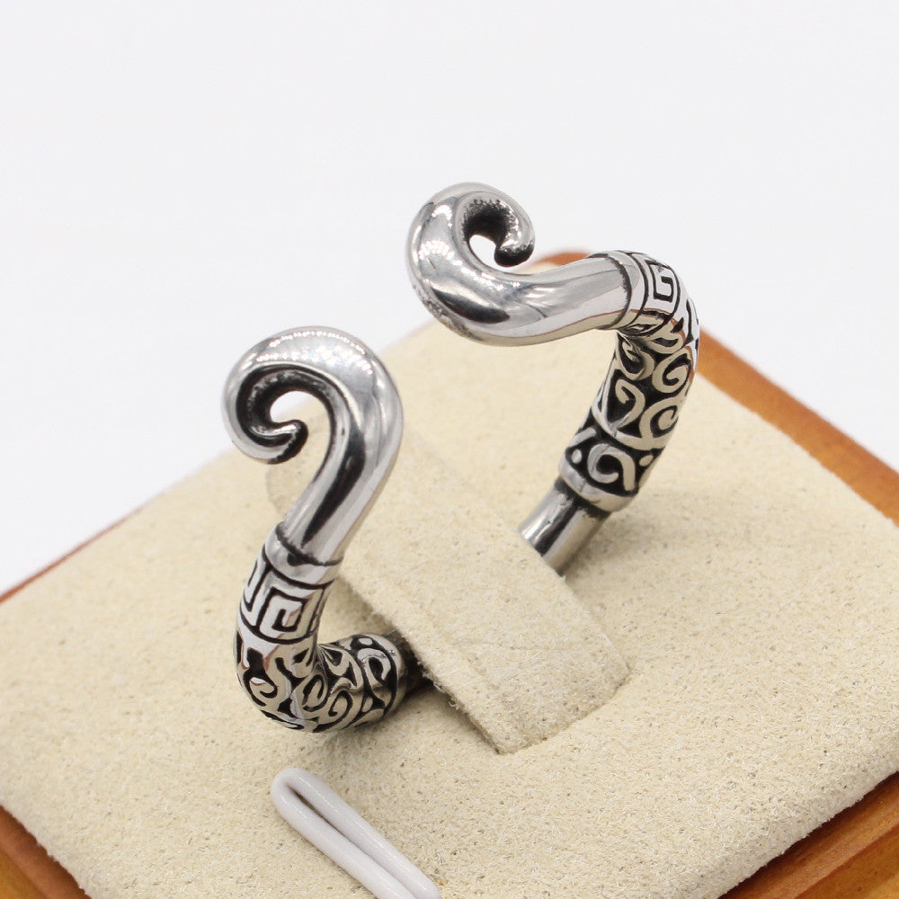 Retro Wukong Tightening Hoop Titanium Steel Couple Rings