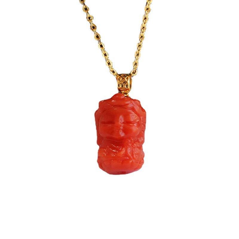 Red Agate Baby Tara Buddha Sterling Silver Necklace from Fortune's Favor Collection