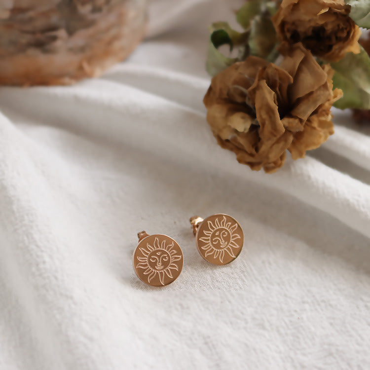 Sun-Kissed Minimalist Earrings in 18K Gold Plated Titanium Steel