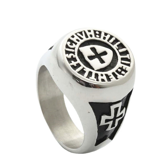 Titanium Steel Cross Ring for Men - Retro Trendy Nightclub Accessory