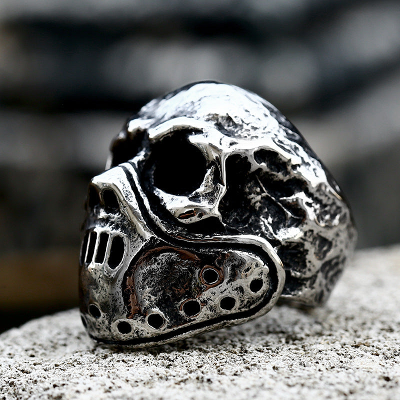 Retro Hip-Hop Titanium Steel Skull Gas Mask Ring for Men - Wholesale European and American Style