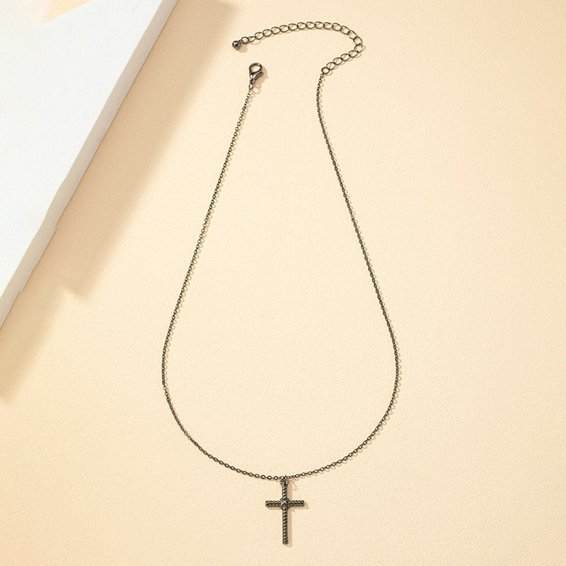 Simple Cross Pendant Necklace with a Touch of European and American Flair