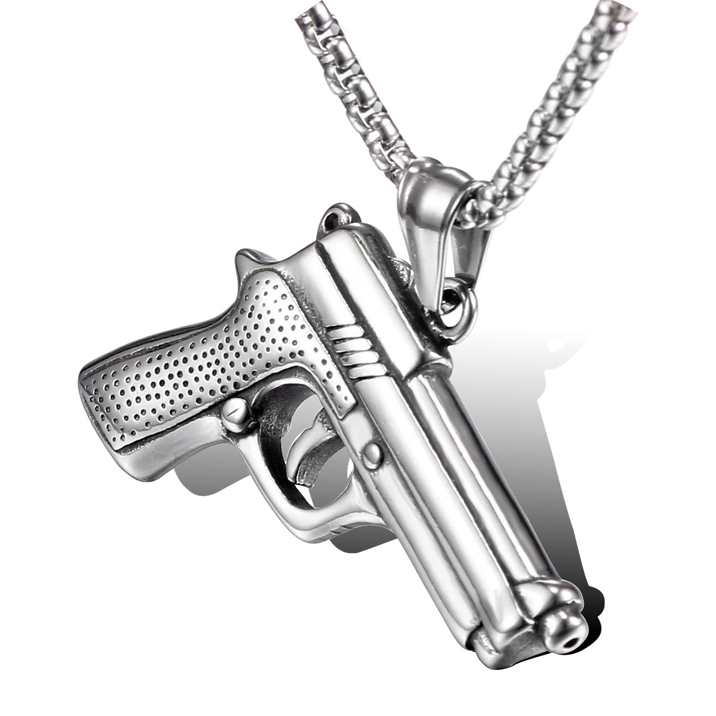 Bold Titanium Steel Pistol Pendant for Men - Personalized Retro Jewelry