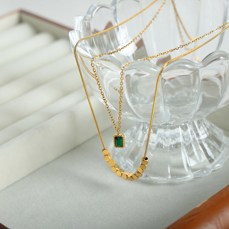 Vintage Square Zircon Pendant Necklace - Premium Titanium Steel Gold-Plated Jewelry