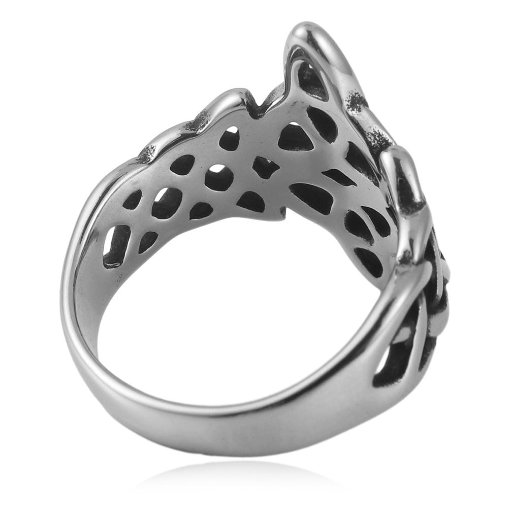 Trendy Men's Hollow Triangle Ring - Retro Titanium Steel Rhombus Design