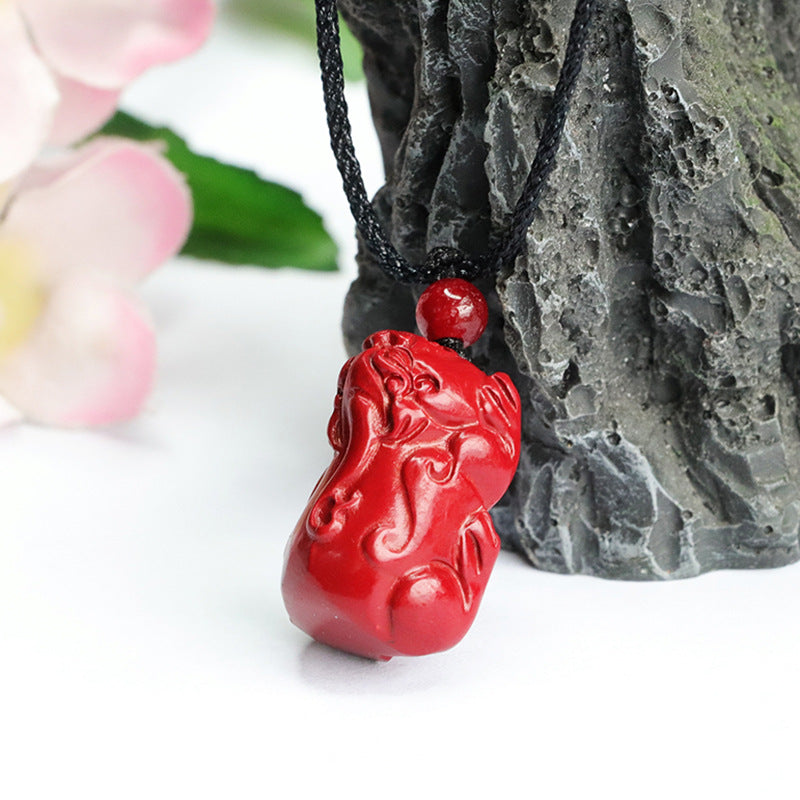 Cinnabar Sterling Silver Pixiu Pendant