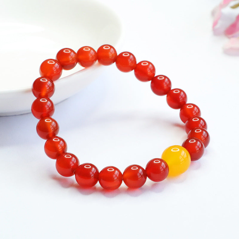 Red Agate and Yellow Chalcedony Sterling Silver Bracelet - Fortune's Favor Collection