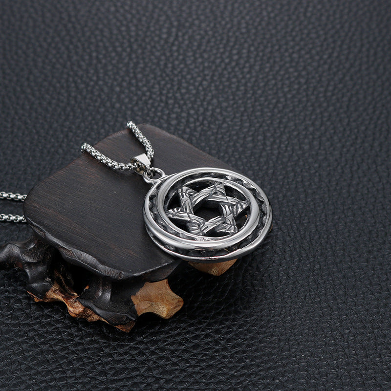 Personalized Retro Men's Hexagram Titanium Steel Pendant Jewelry