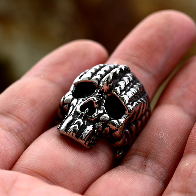 Stainless Steel Skull Ring for Men - Wholesale Hip-Hop Punk Style Titanium Steel, Sizes 7-13