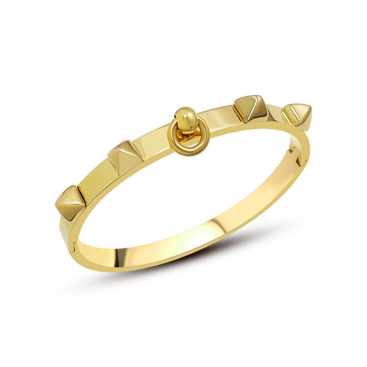 Bold Geometric Rivet Bracelet with 18k Gold Accents