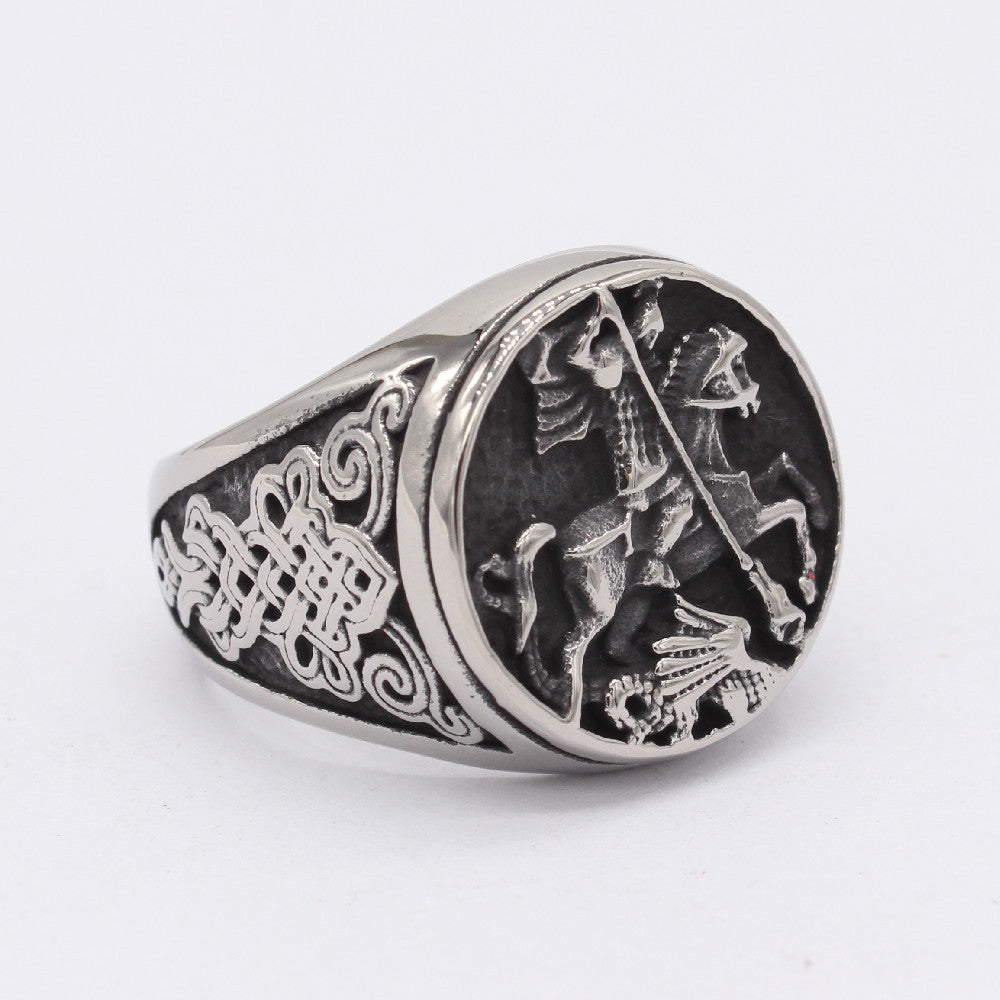 Retro Knight Crusade Titanium Steel Military Men's Ring