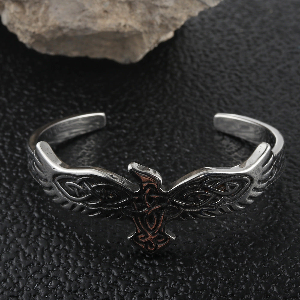 Titanium Steel Eagle Woven Bracelet for Men - Trendy Open Design