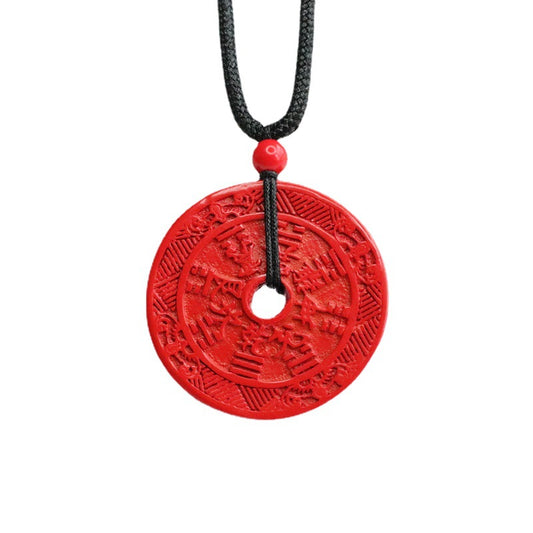 Cinnabar Stone Pendant with Safe Buckle - Sterling Silver Jewelry