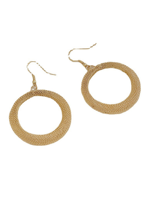 Metallic Mesh Geometric Earrings with a Hint of Cross-Border Flair