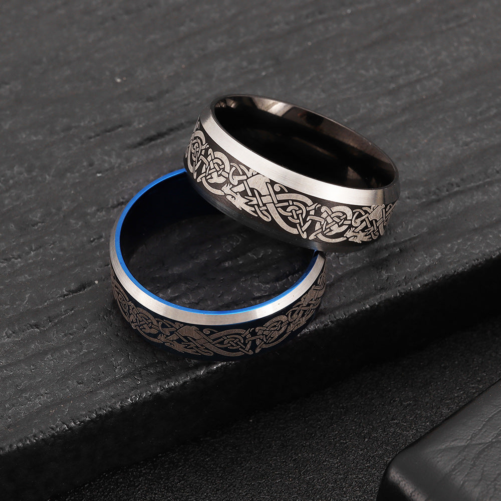 Dragon Pattern Titanium Steel Ring for Men - Best-Selling Cross-Border Jewelry