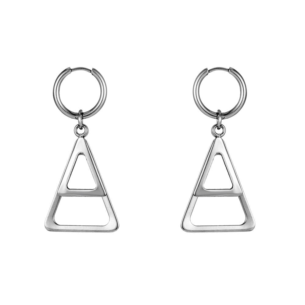 Triangular Titanium Steel Women's Locomotive Earrings - Personalized Easy Buckle Design