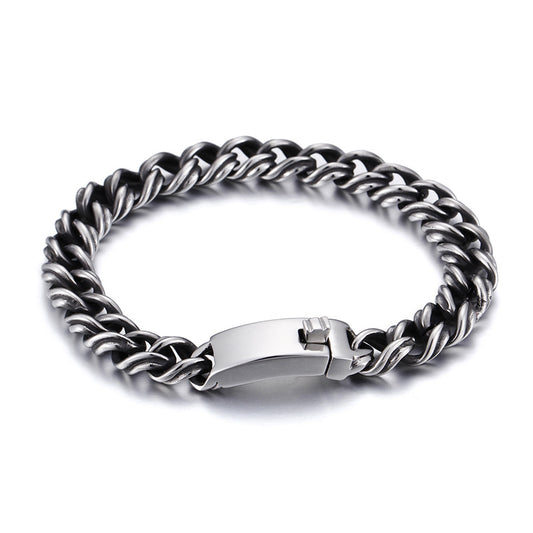 Trendy Punk Style Titanium Steel Men's Bracelet - European and American Fashion Jewelry