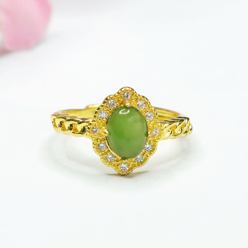 Fortune's Jade Zircon Chain Ring