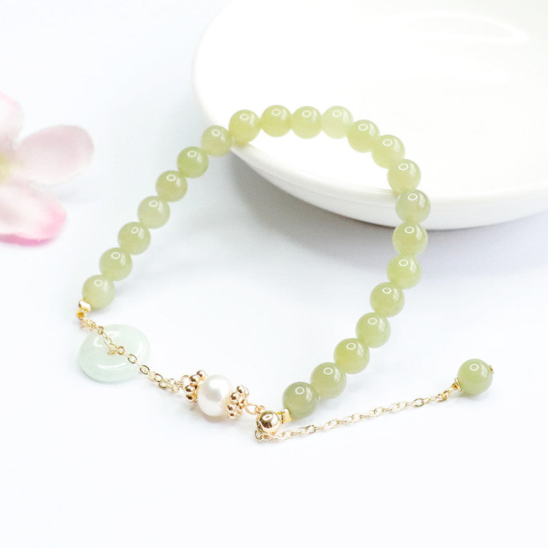 Clear Water Jadeite Bracelet with Sterling Silver Safety Clasp