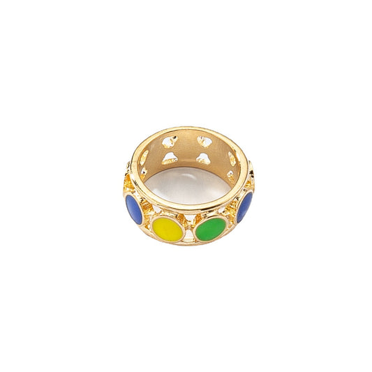 European and American Jewelry Wholesale: Vibrant Oil Drip Ring and Hollowed-Out Ring