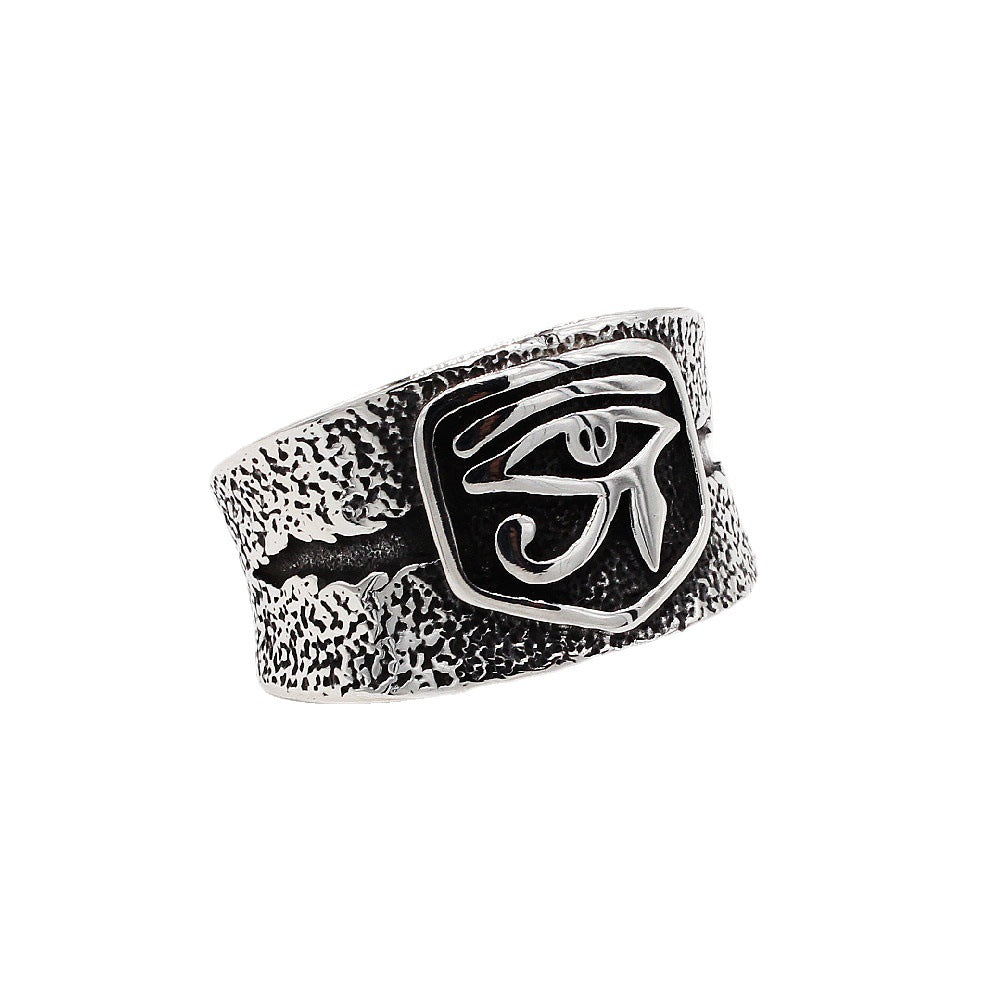 Retro Egyptian Eyes Men's Titanium Steel Ring