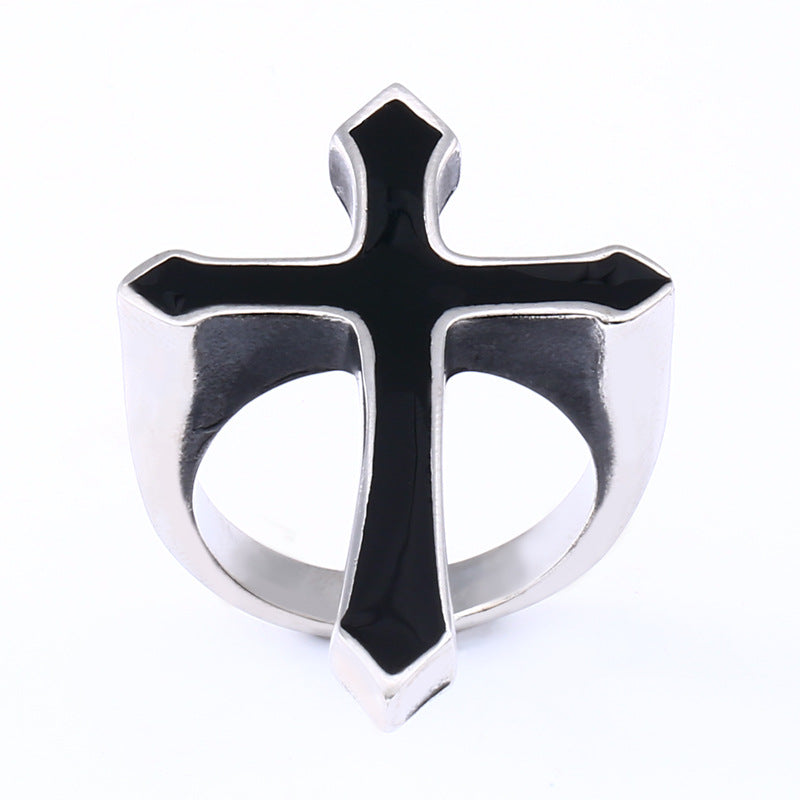 Vintage-Inspired Stainless Steel Men’s Epoxy Ring - Customizable European and American Style