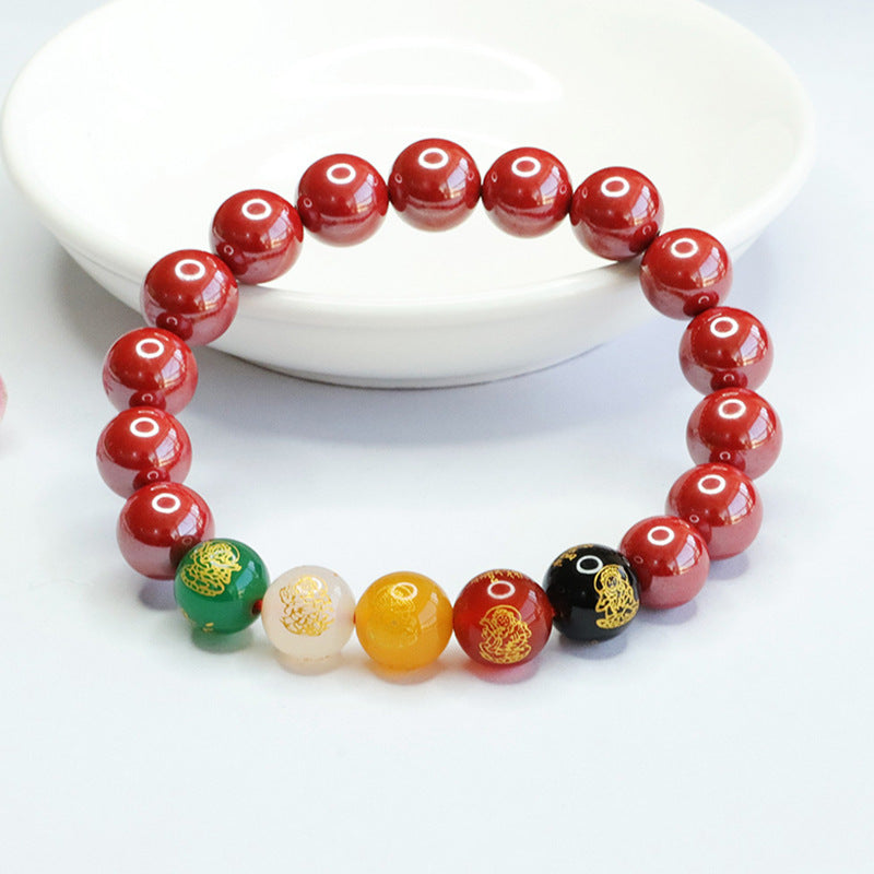 Emperor Sand Fifth Road Fortune's Favor Sterling Silver Bracelet with Cinnabar Stone and Agate