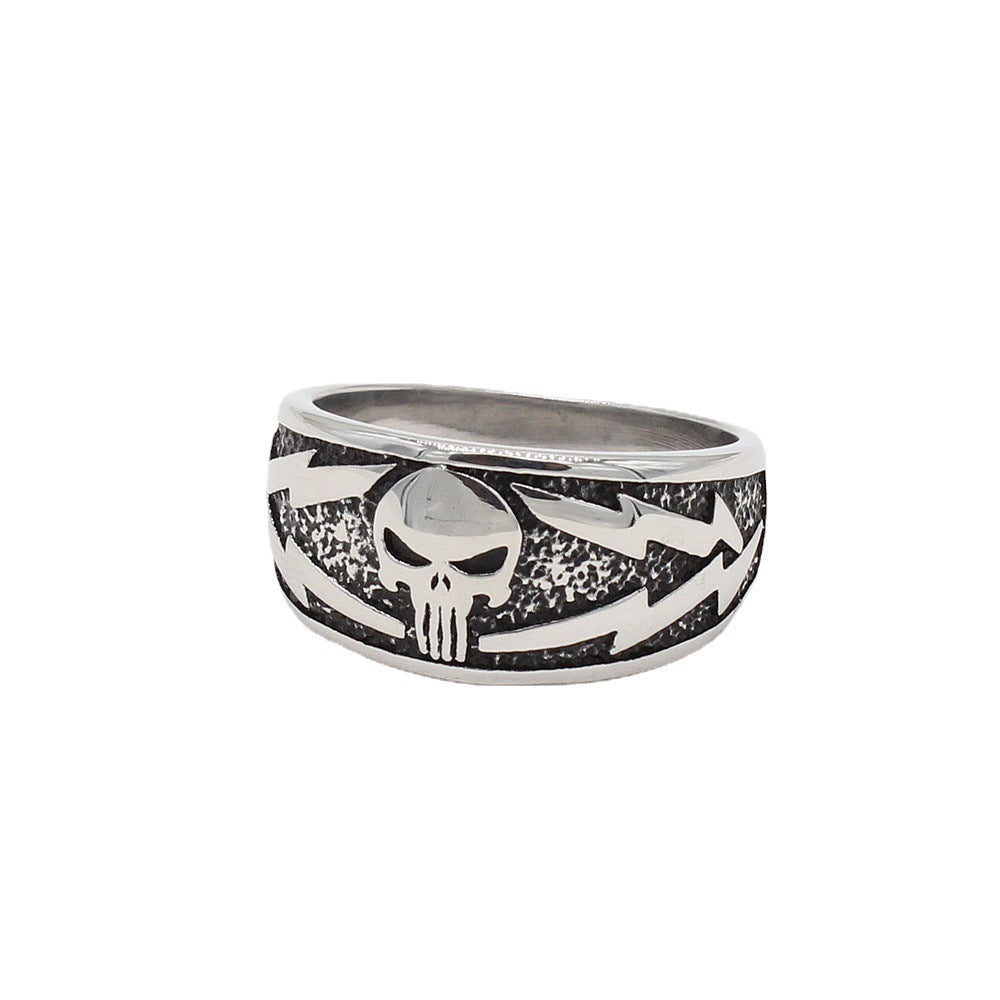 Halloween Lightning Skull Titanium Steel Ring for Men