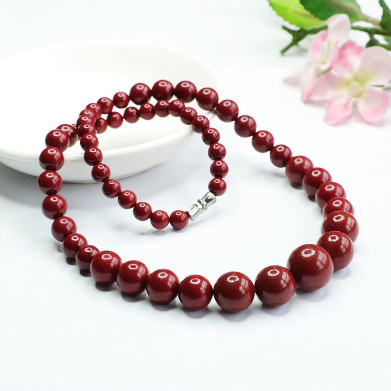 Cinnabar Necklace Different Sizes Beads Chain Jewelry