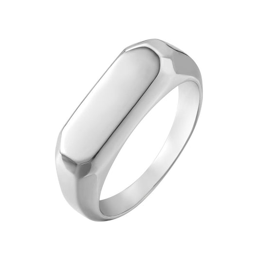 Sleek Rectangular Titanium Steel Ring for Men - Wholesale Fashion Jewelry