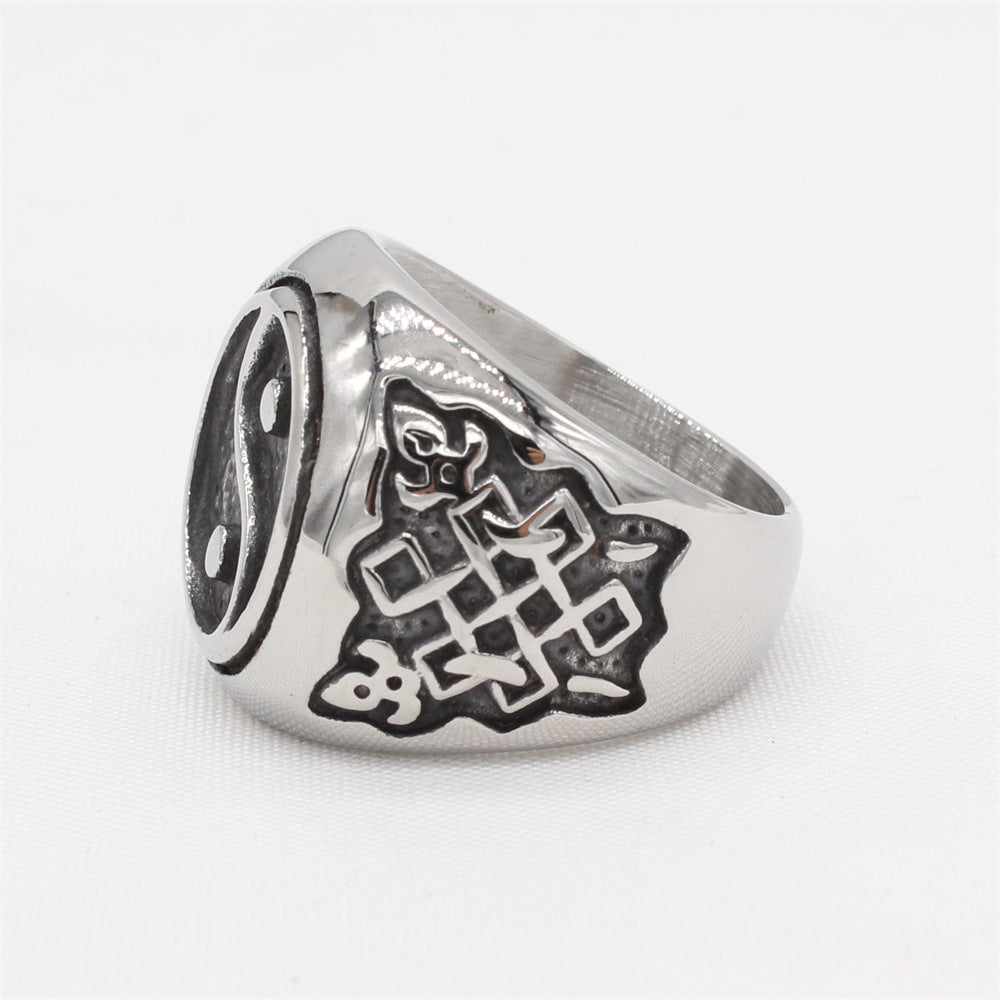 Everyday Genie Retro Yin and Yang Tai Chi Men's Titanium Ring