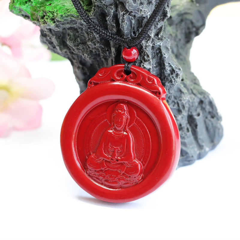 Cinnabar Pendant Purple Gold Sand Guanyin Bodhisattva Pendant Jewelry