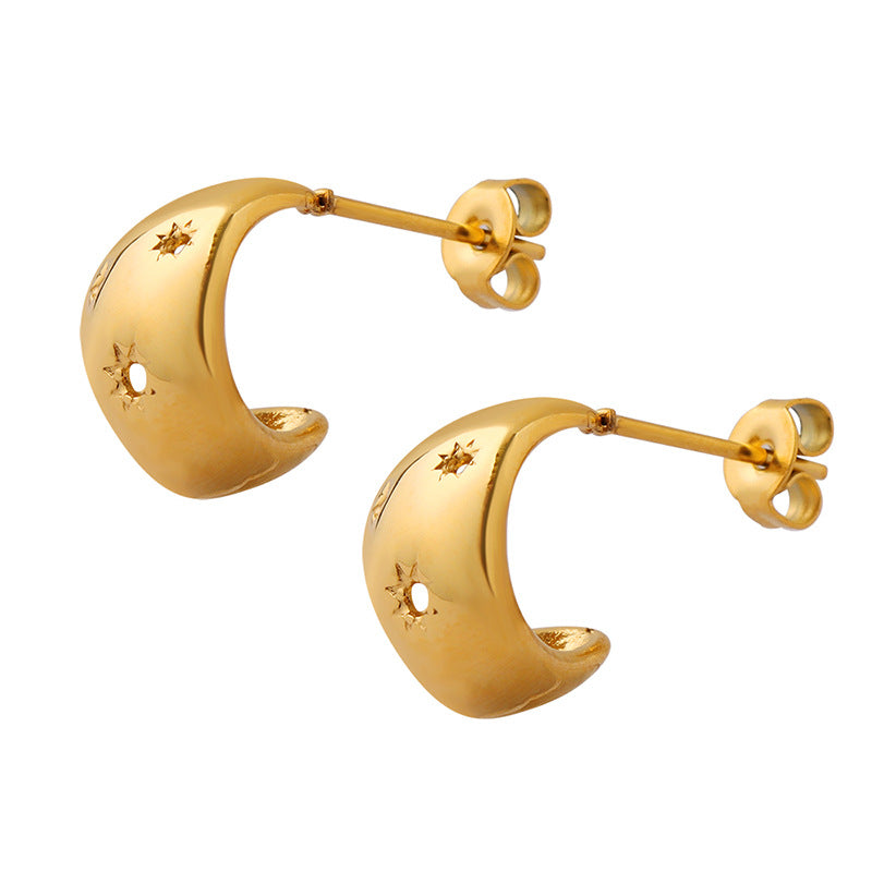 Starlight Hollow Earrings: Luxe Titanium Steel with Gold Plating