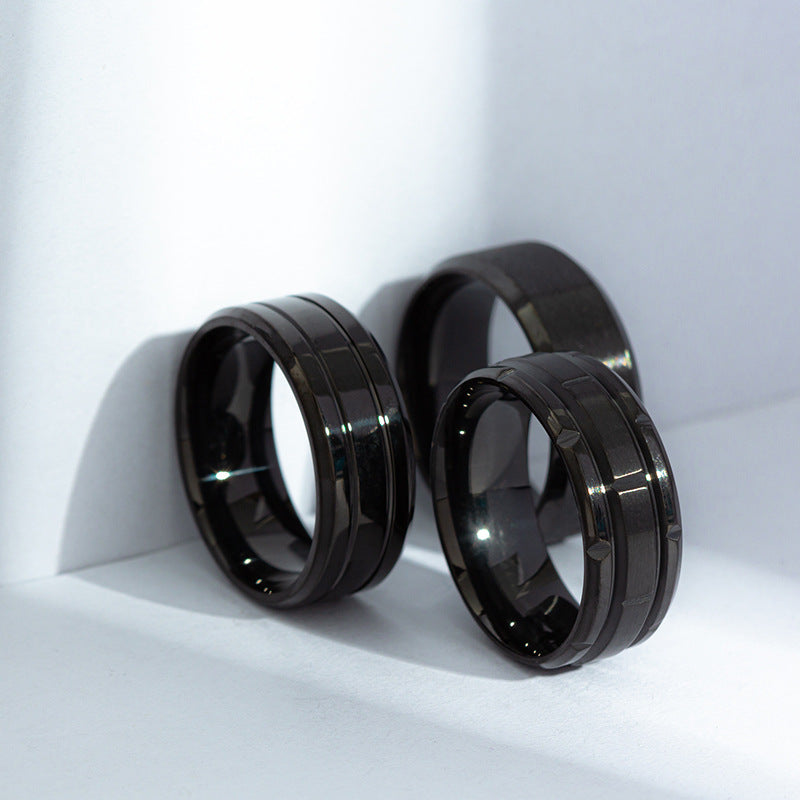 Black Matte Titanium Steel Ring - Men's Wedding Band Europe & America Collection