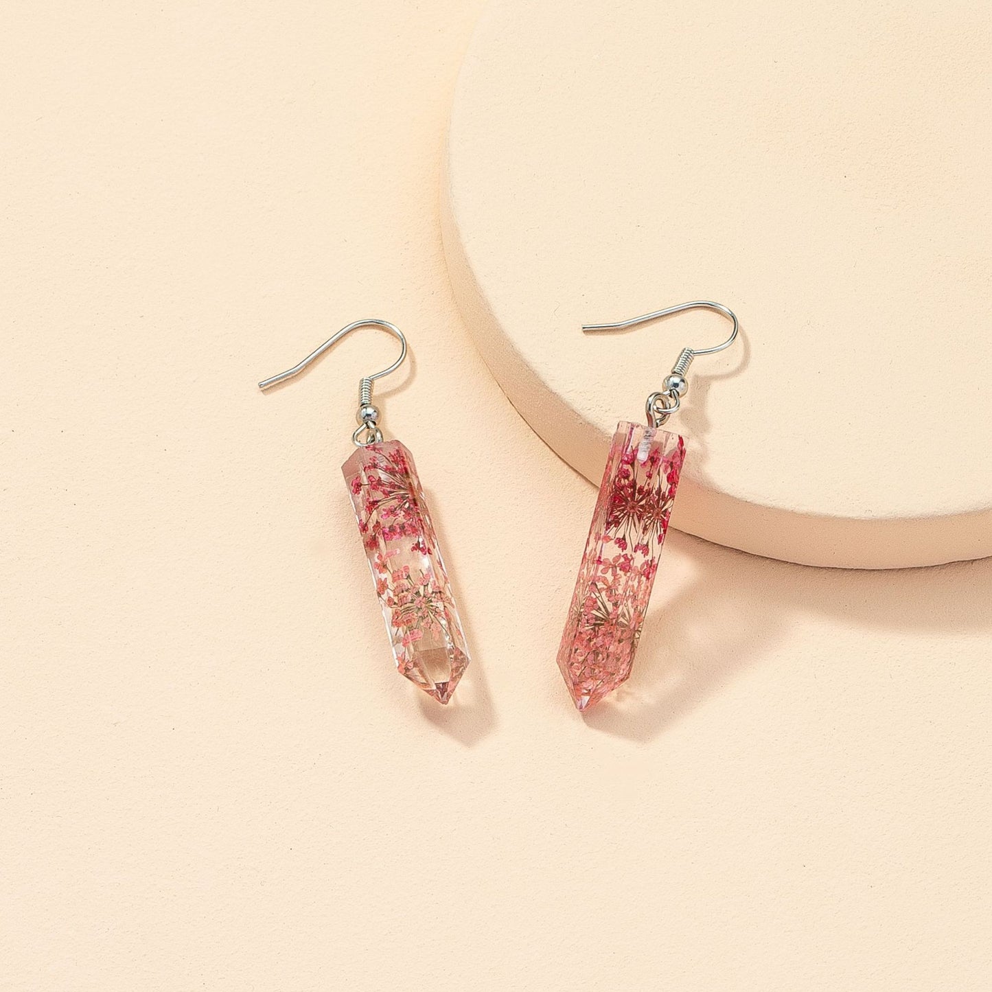 Rose Red Crystal Resin Earrings - Elegant Vienna Verve Collection