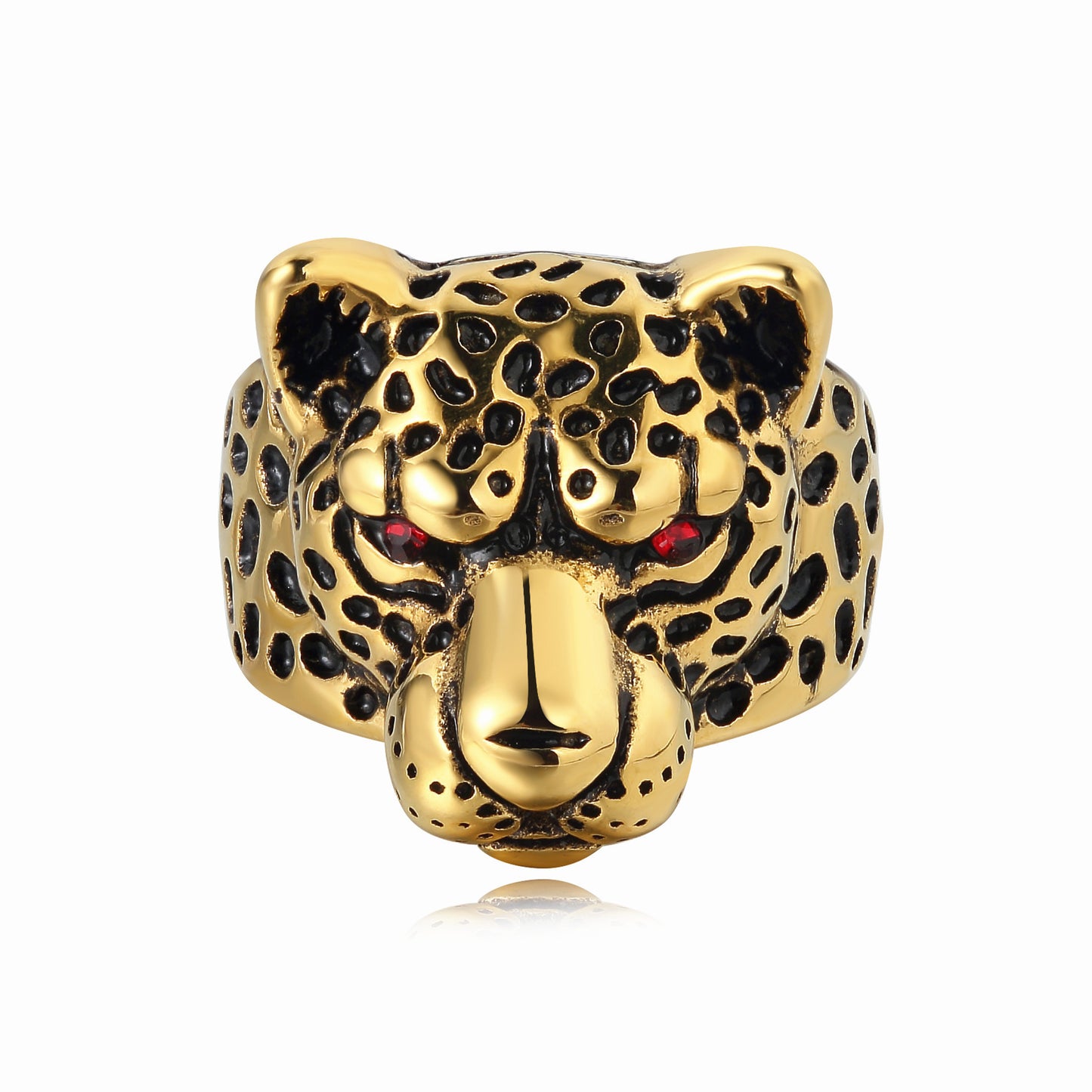 Personality Retro Leopard Cheetah Titanium Steel Ring for Men