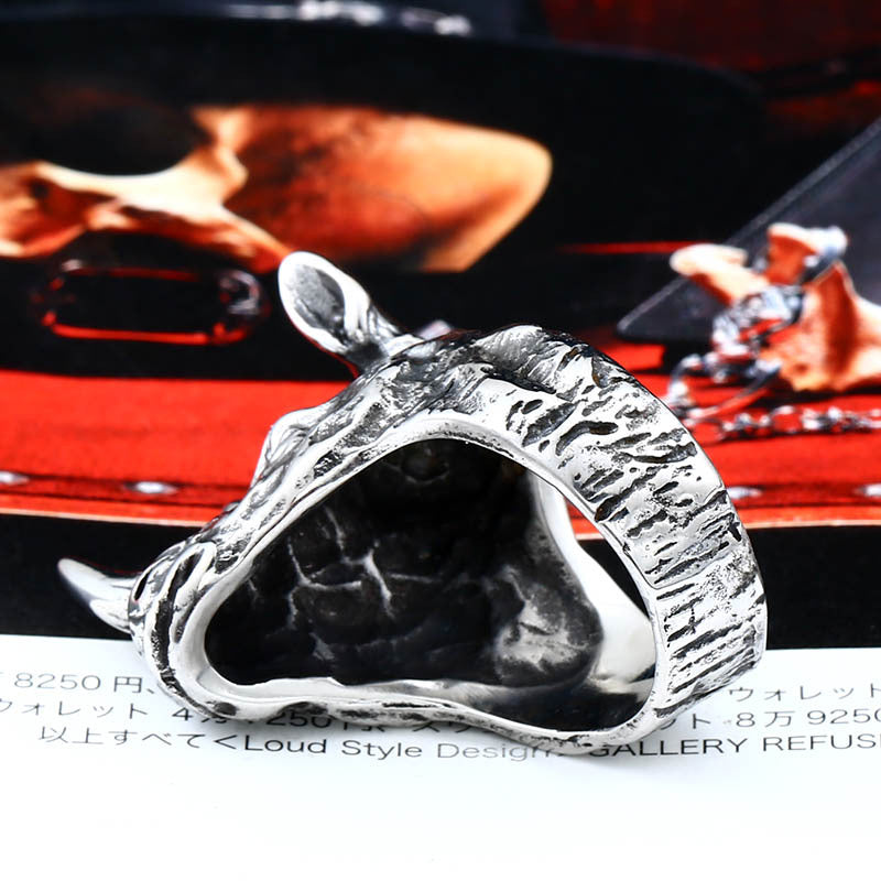 Men's Bold Rhinoceros Head Titanium Steel Ring - Unique Wholesale Jewelry