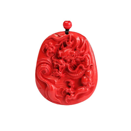 Mystical Red Dragon Carved Cinnabar Pendant by Planderful's Fortune's Favor Collection