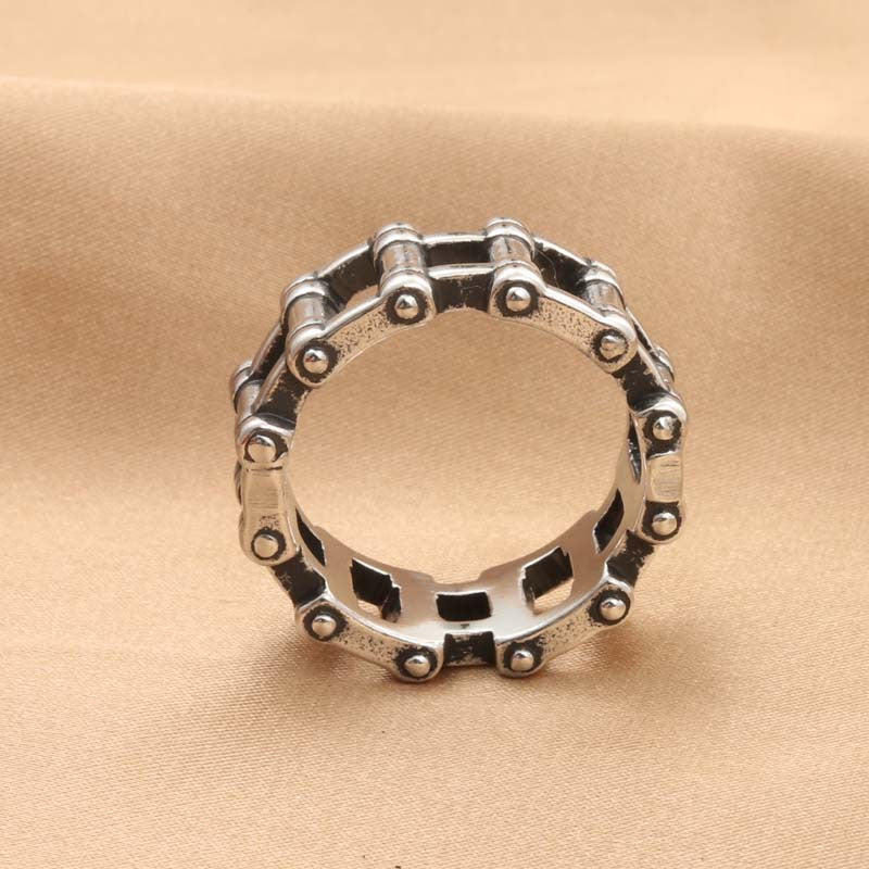 Titanium Steel Locomotive Chain Ring for Men - Retro Stylish Accessory Direct from Manufacturer