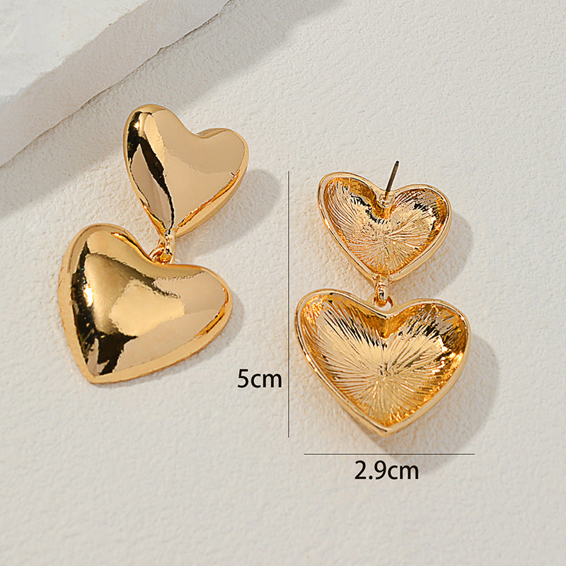 Elegant Metal Heart Shaped Earrings for Women - Vienna Verve Collection