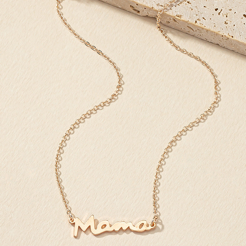 Mama Necklace with Letter Collarbone Chain: Trendy Minimalist Design from Europe and America