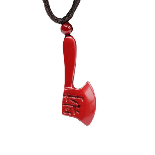 Fortune's Favor Cinnabar Axe Pendant - Sterling Silver Jewelry