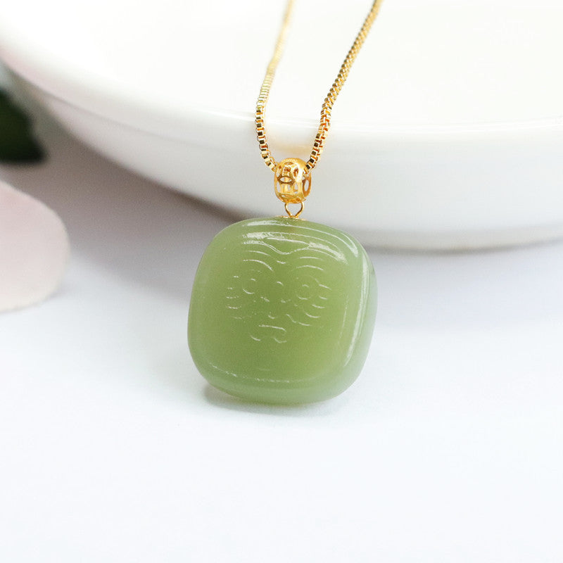 Heavenly Jade Pendant Necklace with Geometric Design