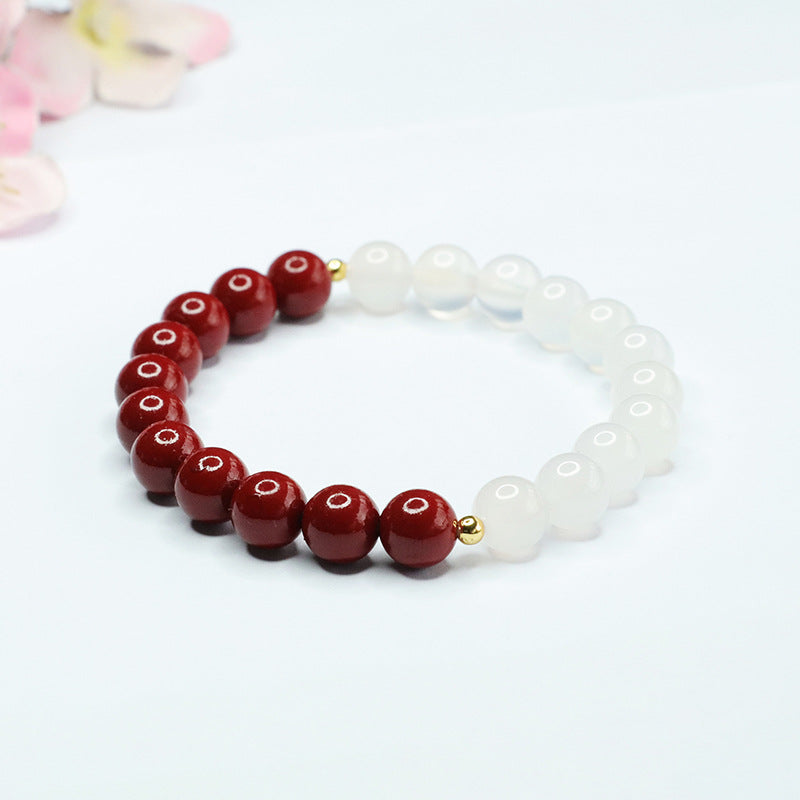 Fortune's Favor Sterling Silver Chalcedony and Cinnabar Bracelet