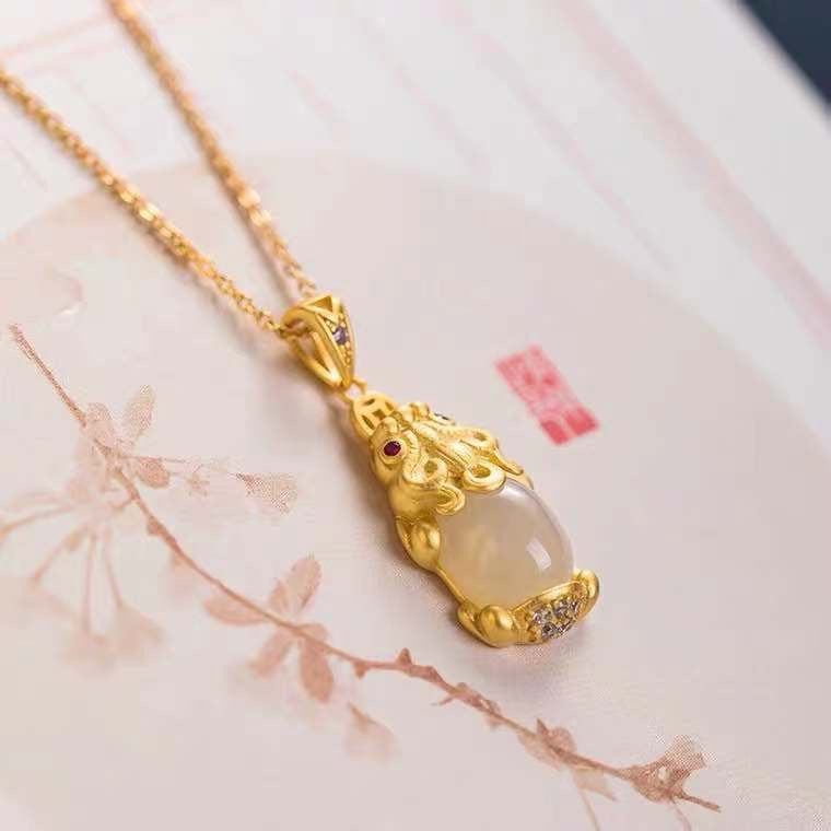 Fortune's Favor White Jade Pixiu Necklace