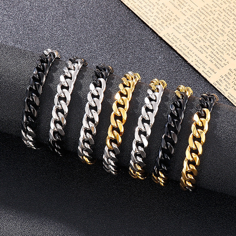 Custom Trendy Multi-Color Titanium Steel Bracelet for Men - European and American Style