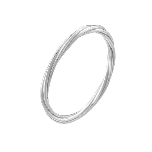 Geometric Interweaving Wrapping Line Sterling Silver Ring